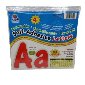Self-Adhesive Letters Set Red 4" Removable Classroom Party Decor